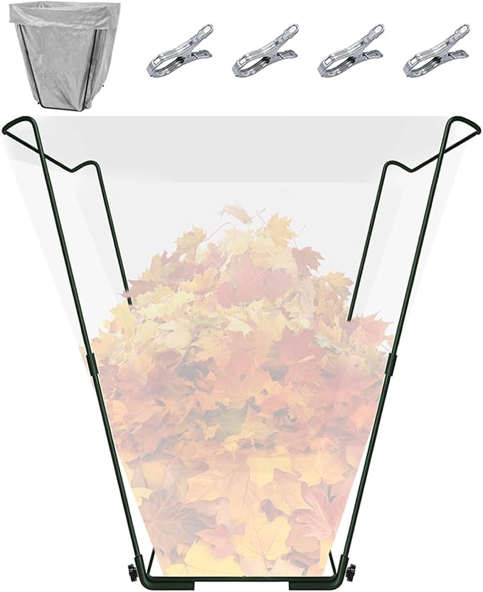 Jayhalo Outdoor Trash Bag Holder Stand 30-45 Gal, Portable Garbage Bag Holder Frame for Garden Camping Portable Trash Can, Leaf Bag Holds Disposable Bags, Freestanding Design