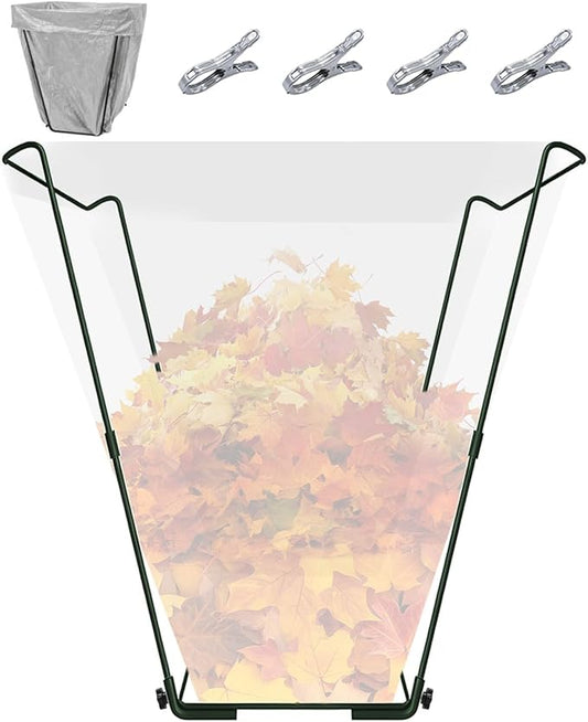 Jayhalo Outdoor Trash Bag Holder Stand 30-45 Gal, Portable Garbage Bag Holder Frame for Garden Camping Portable Trash Can, Leaf Bag Holds Disposable Bags, Freestanding Design