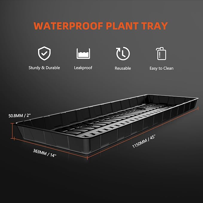 Spider Farmer Plant Stand 3 Tier Heavy-Duty Metal SF600 Plant Shelf With Waterproof Trays and Lockable Wheels For Flower Pot Display Easy Assembly Rack Black Indoor Outdoor 46Lx15Dx70H