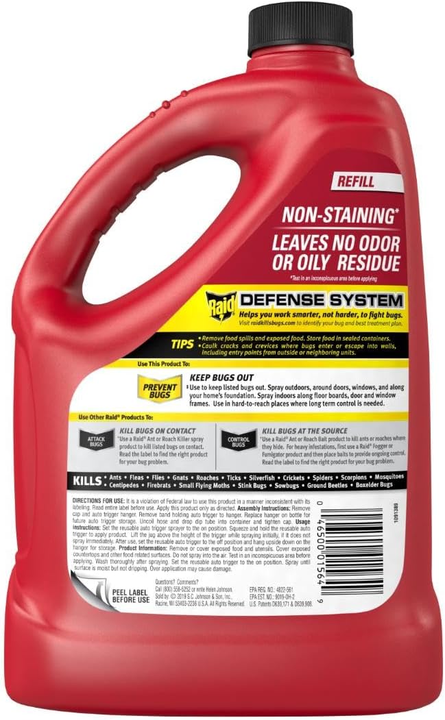 Raid MAX Perimeter Protection Refill, Up to 18 Months of Protection, Indoor and Outdoor Use, 1 Gallon (3.78 l)