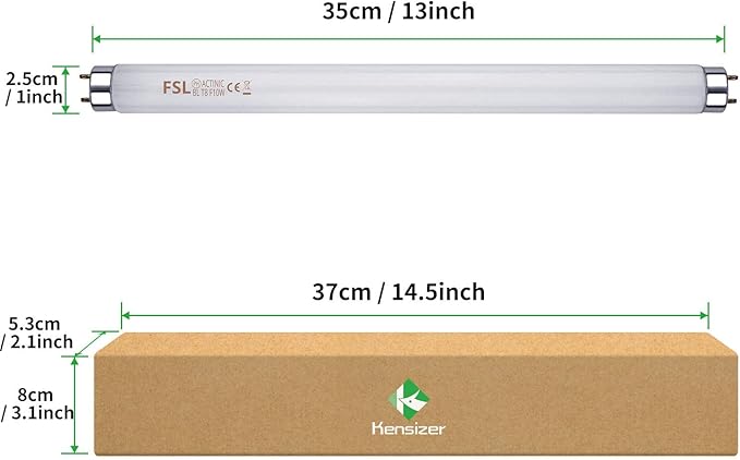 Kensizer 2-Pack 13'' Bug Zapper Light Tubes Replacement 10W Each for 20W Electronic Bug Zapper T8 Lamp Bulbs for Indoor Outdoor