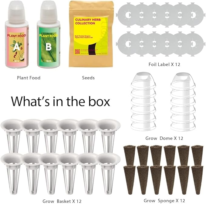 inbloom Culinary Herbs Seed Pod Kit for Hydroponics Growing System, 12 Pods (350+ Seeds with Basil, Parsley, Shis0, Liquorice, Mint, Cilantro, and Chic0ry)