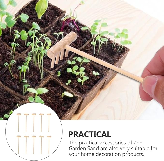 DOITOOL Mini Zen Garden Tool Rake Set, 10pc Sand Rake Tool, Meditation Feng Shui Decor Accessories for DIY Home Office Tabletop Decor