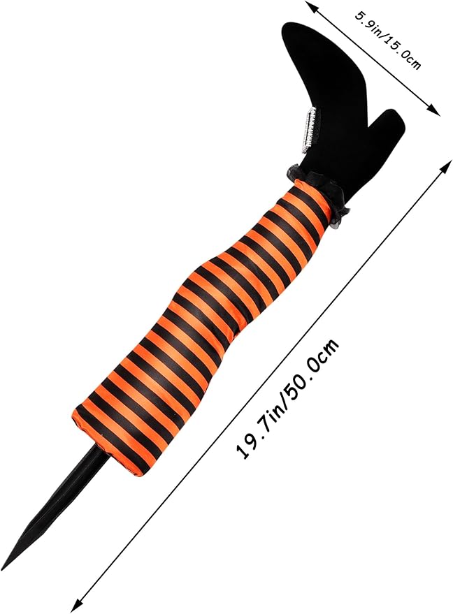 Halloween Witches Legs Decor Leg Yard Stakes Stake Wreaths Feet Door Crashing Garden Party Porch Wicked Hanging House Foot Outdoor Decorations (Orange)