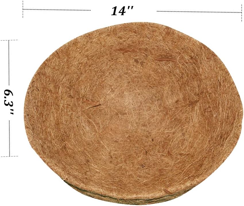 4PCS Coco Liner for Hanging Basket 14 Inch Round 100% Natural Planter Liner Replacement Plant Basket Liners Coco Fiber Liner for Garden Planters Coconut Coir Liner Flower Pot for Hanging Basket