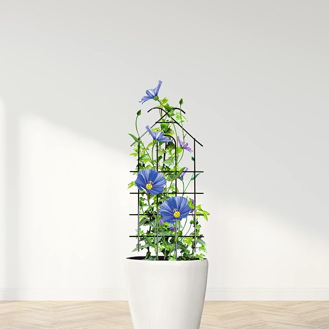 ARIFARO 32'' Metal Garden Trellis Indoor/Outdoor Sturdy Plant Trellis for Potted Plants,House Plants, Climbing Vines, Pack of 4, Black