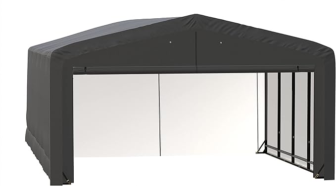 ShelterLogic ShelterTube Garage & Storage Shelter, 20' x 32' x 12' Heavy-Duty Steel Frame Wind and Snow-Load Rated Enclosure, Gray