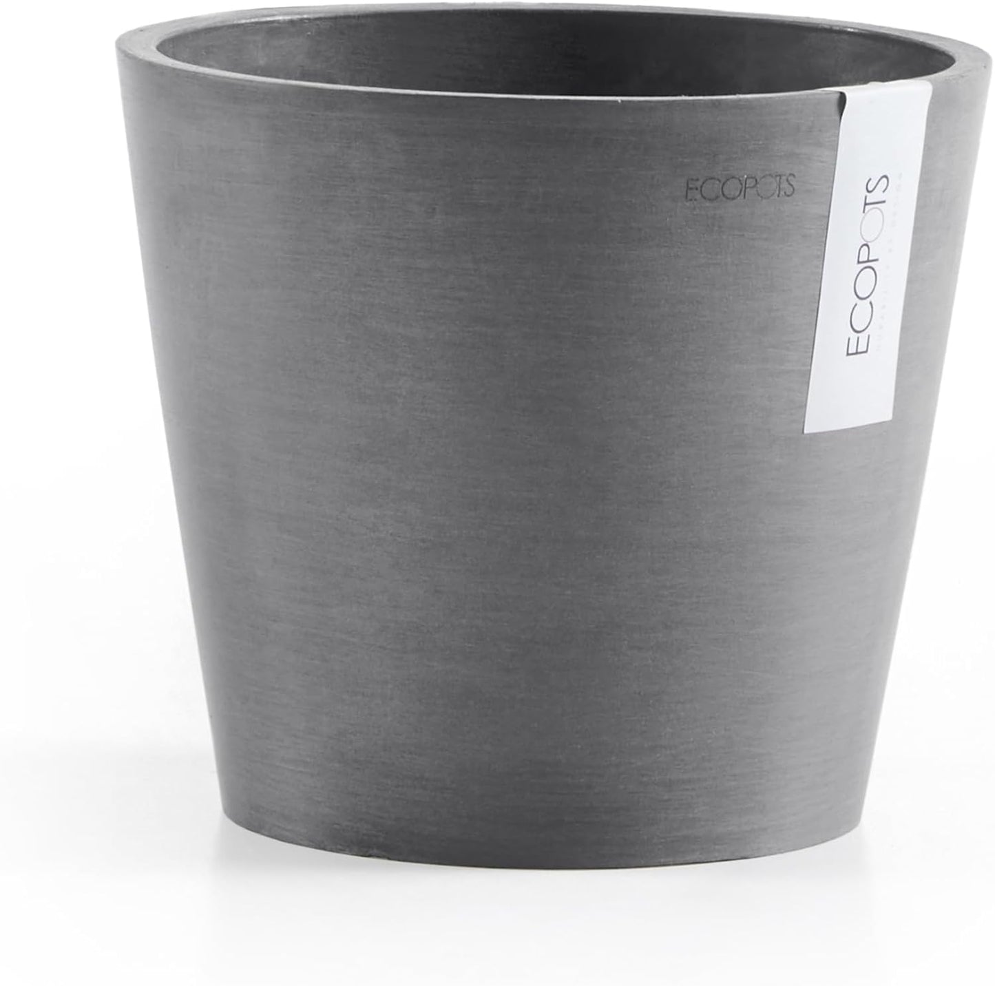 Ecopots Amsterdam Mini Durable Modern Round Recycled-Based Composite Flower Pot Planter, Grey, 3"