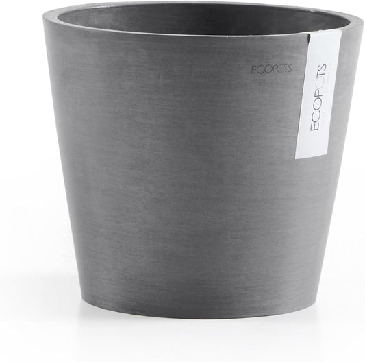 Ecopots Amsterdam Mini Durable Modern Round Recycled-Based Composite Flower Pot Planter, Grey, 3"