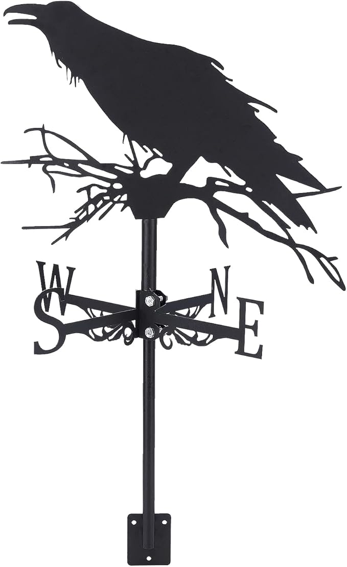 SUPERDANT Crow Weather Vane Black Metal Wind Vanes for Outside Weathervane Crow Animal Weathervanes for Yard Garden Decorative Outdoor Farmhouse Farm Barn Sheds Patio Halloween Decorations
