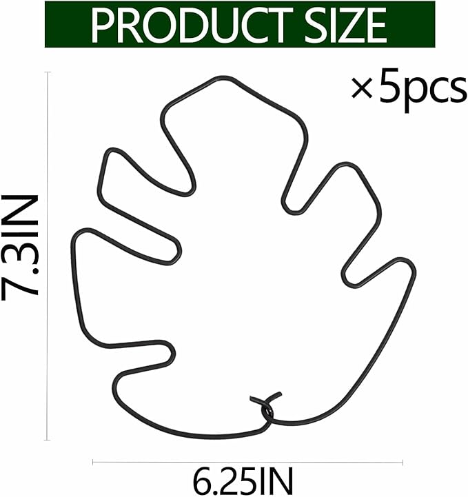 5PCS Monstera Plant Stem Support -7.3*6.25IN Adjustable Metal Stake for Climbing Plants, Durable Garden Support with Gentle Grips, Ideal for Indoor & Outdoor Use, Ideal Gift for Plant Lovers