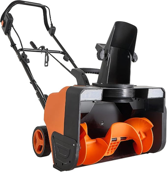 VEVOR Electric Snow Blower, 20 inch 15A Corded Snow Thrower with Dual LED Headlights & 180° Rotating Chute, 25FT Throwing Distance, 12" Depth Clearing, Walk-Behind Snowblower for Driveway Sidewalk