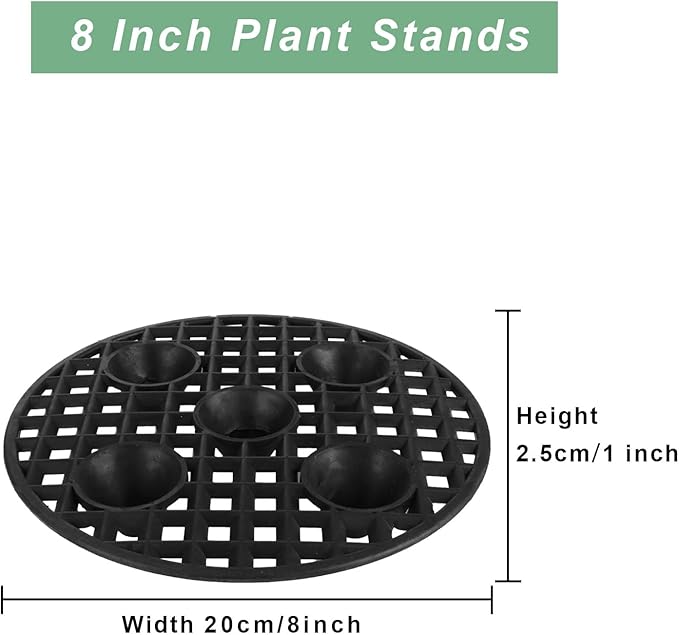 QTLCOHD 6 Pcs 12 Inch Pot Elevators for Plants, Black Plant Level Pot Elevator Plastic Plant Stand for Indoor Outdoor Garden Flower Pot, Plant Riser for Patio & Deck Floor Protector