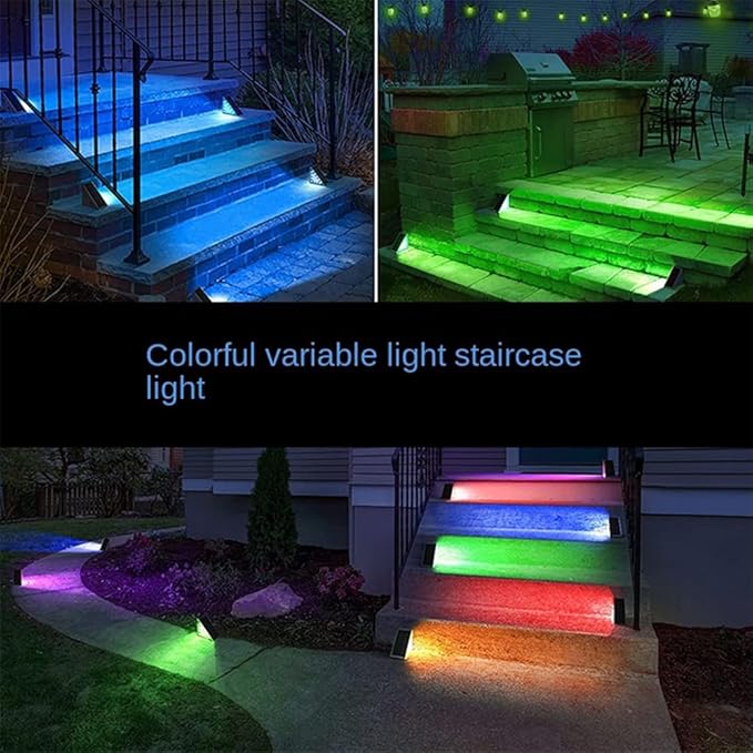 Solar Step Lights, Stair Fence Halloween Lights IP67 Outdoor Waterproof LED Deck Light for Garden Yard Patio, Porch, Front Door, Outside, Pathway, RGB 6 Pack