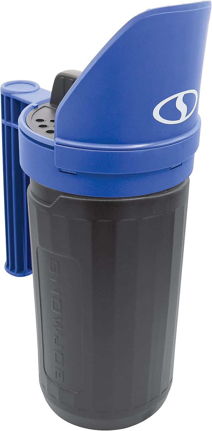 Snow Joe SJSPD1 Handheld All-Season Multi-Purpose Spreader, 5 lbs, w/Adjustable Dial Flow Control, for Ice Melt, Grass Seed and More, Blue/Black