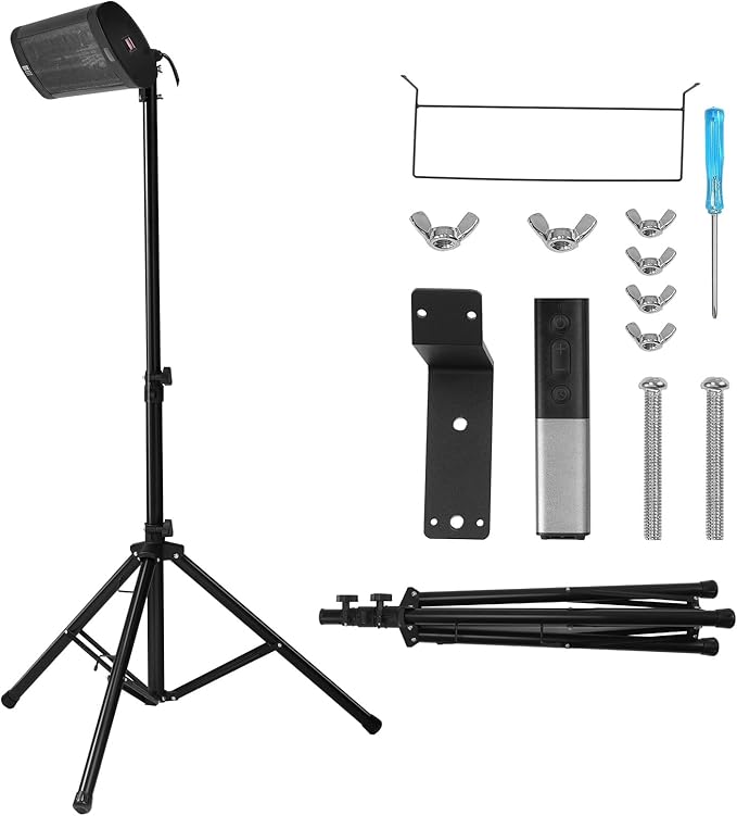 VEVOR Infrared Heater, 1500W Remote Control Electric Space Heater, LED Screen Patio Heater w/ 3 Speeds & Timer, Outdoor/Outdoor for Porch,Dining Room,Studio, with Stand & Mount to Ceiling/Wall,34in L