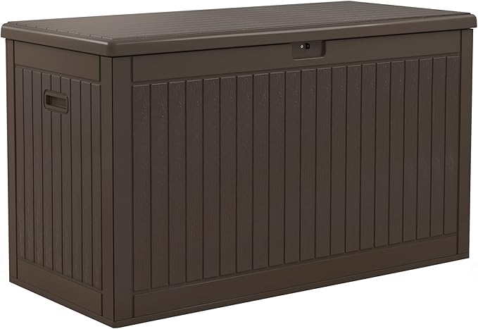 YITAHOME 260 Gallon Extra Large Deck Box, Double-Wall Resin Outdoor Storage Box with Flexible Divider for Patio Cushions Pool Supplies Garden Tools, 1000lbs Load Capacity, Lockable&Waterproof (Brown)