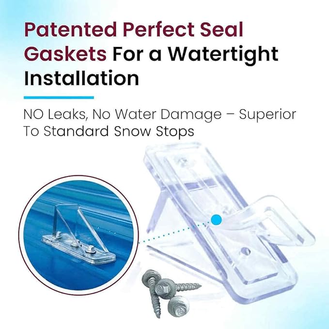 Color 50 Qty Commercial Bulk Pack (Snow Guards, Perfect Seal Gaskets & Screws) - Stop Snow from Sliding Off Your Metal Roof Snow Guard Block Stops Breaks (Black)
