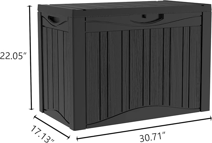 50 Gallon Plus Resin Deck Box, Waterproof Outdoor Storage Bin for Patio, Poolside, and Garden, Lockable & UV-Resistant, Ideal for Small Spaces, Black