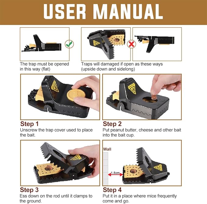 6 Pack Mouse Traps, Small Mice Trap Indoor Quick Effective Mousetrap Catcher, for Family Pet,Kitchen, Garage, and Office Use