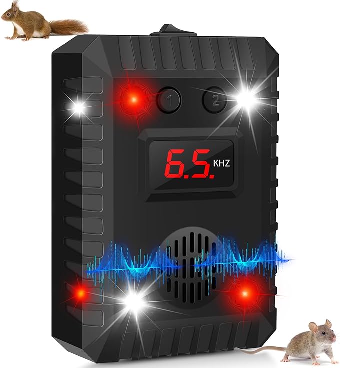 Ultrasonic Mouse Repellent for Car Engines, Animal Repeller Device Portable Mouse Blocker with Strobing Light, Under Hood Animal Repeller Rat Squirrel Deterrent for Outdoor Indoor Car Garage Attic