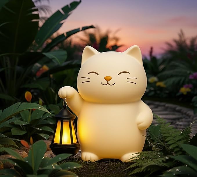 Solar Cat Garden Statue – Outdoor Garden Art, Lawn Ornaments & Patio Yard Decor, Cat Lover Gifts for Women Mom Grandma