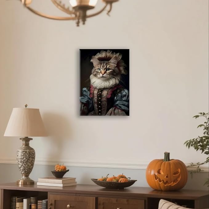 Cat Lovers Gift - 11.5x15 inch Framed Canvas Wall Art for Bathroom, Office, Living Room Persian Cat Art for Home Decor, Unique Housewarming Gift Idea