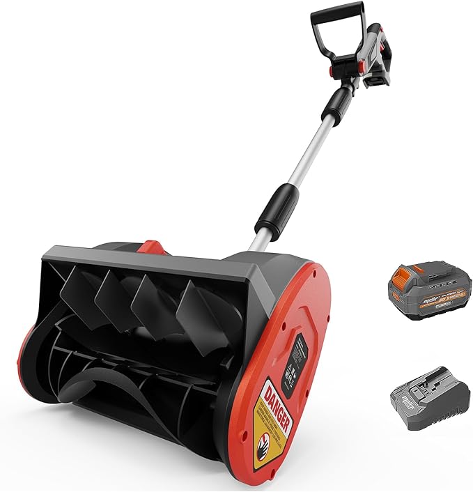 Mellif Cordless Snow Shovel, 12-Inch Brushless Snow Blower Compatible with DeWalt 20V MAX Battery, Includes 4.0Ah Battery & Charger Kit, Lightweight with Adjustable Chute (Gray for Dewalt)