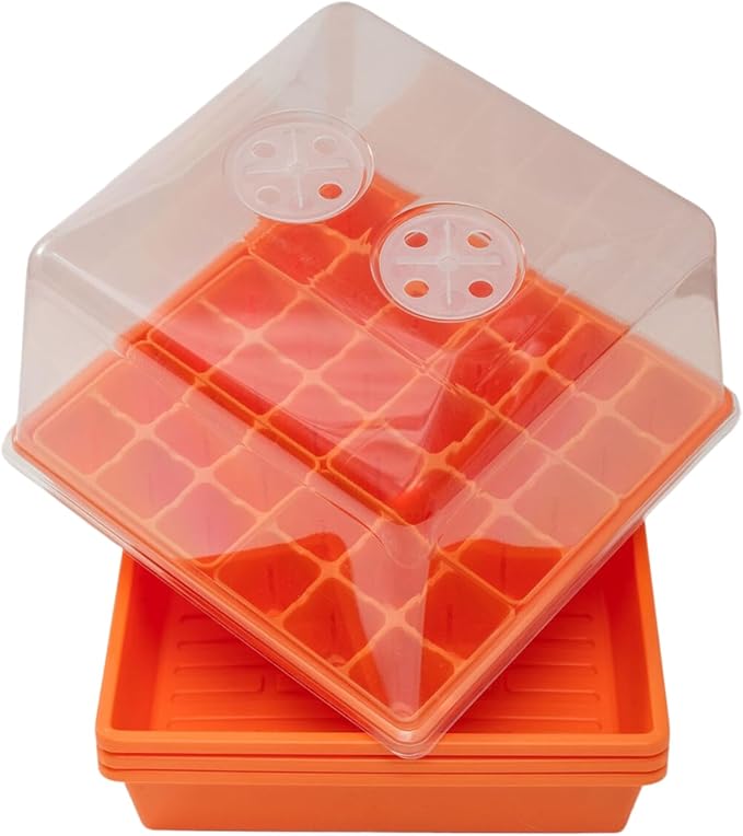 Bootstrap Farmer Countertop Seed Starter Kit in Orange, Reusable 1010 Tray Bundle with Inserts and Humidity Dome