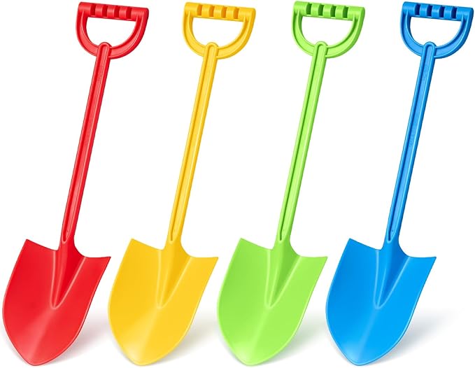 Dsmile 4PCS Beach Sand Shovels for Kids,15 inch Travel Beach Toys Colorful Shovel for Kids Outdoor Digging,Play Sandbox Toys
