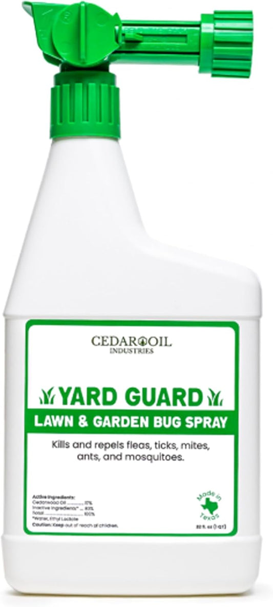 Yard Guard | Non-Toxic, Natural, Ready-to-Use Outdoor Pest Control Spray Safe for Pets & Family | Kills & Repels Fleas, Ticks, Flies, Ants, Mites, Mosquitoes, & More | 32 Fl Oz with Hose End Sprayer
