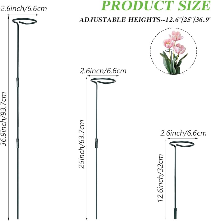 4 Set 36 Inch Plant Stakes Tall, Plant Support Stakes for Indoor or Outdoor, Flower Stake and Supports Three Sizes(12 or 24 or 36 Inch) for Flowers Tomato Amaryllis Lily Peony Rose