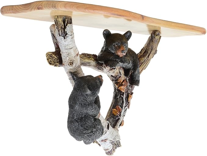 Black Forest Décor Bear on Tree Wall Shelf