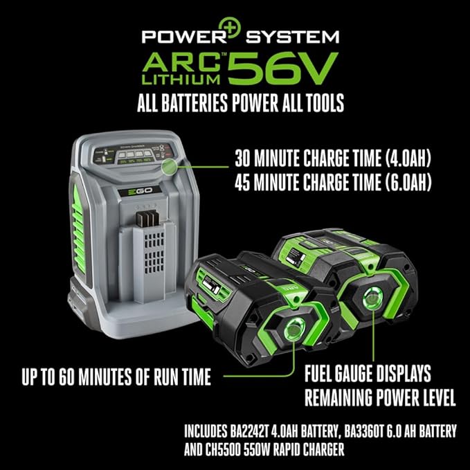 EGO POWER+ Electric Lawn Mower, Self-Propelled Cordless with Touch Drive, Includes 56V 6.0Ah Battery, 4.0Ah Battery and Rapid Charger - LM2123SP-2