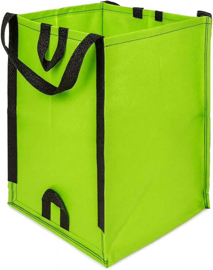 DURASACK Heavy Duty Home and Yard Bags 48-Gallon Reusable Self-Standing Lawn and Leaf Bags Garbage Can with Reinforced Handles, Lime Green