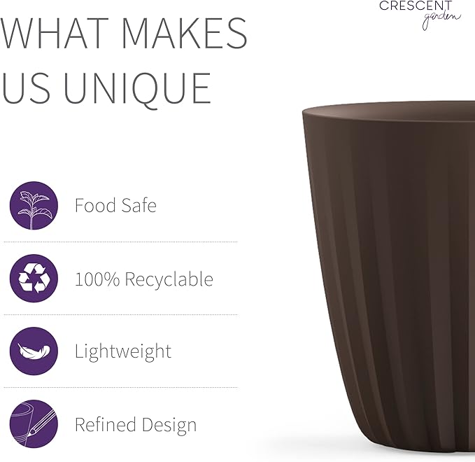 Crescent Garden Pleat Modern Decorative Planter, Indoor/Outdoor Pot, Extra Large Resin Plant Pot - 27" W x 32" H (Bark)