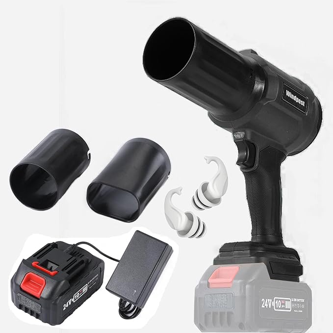 Small Cordless Leaf Blower,Leaf Blower Cordless,300,000RPM Turbo Jet Blower, with 1 X 24VX 4.0Ah Battery and Charger,for Patio Cleaning, Lawn Care, Car Cleaning and Dust Etc,3 Blowing Nozzles-Black