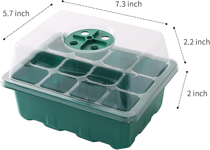 3 Pack Seed Starter Tray with Humidity Dome and Base (36 Cells Total), Plant Germination Kit for Seeds Growing Starting, Mini Seedling Propagator Small Greenhouse, Reusable Garden Supplies