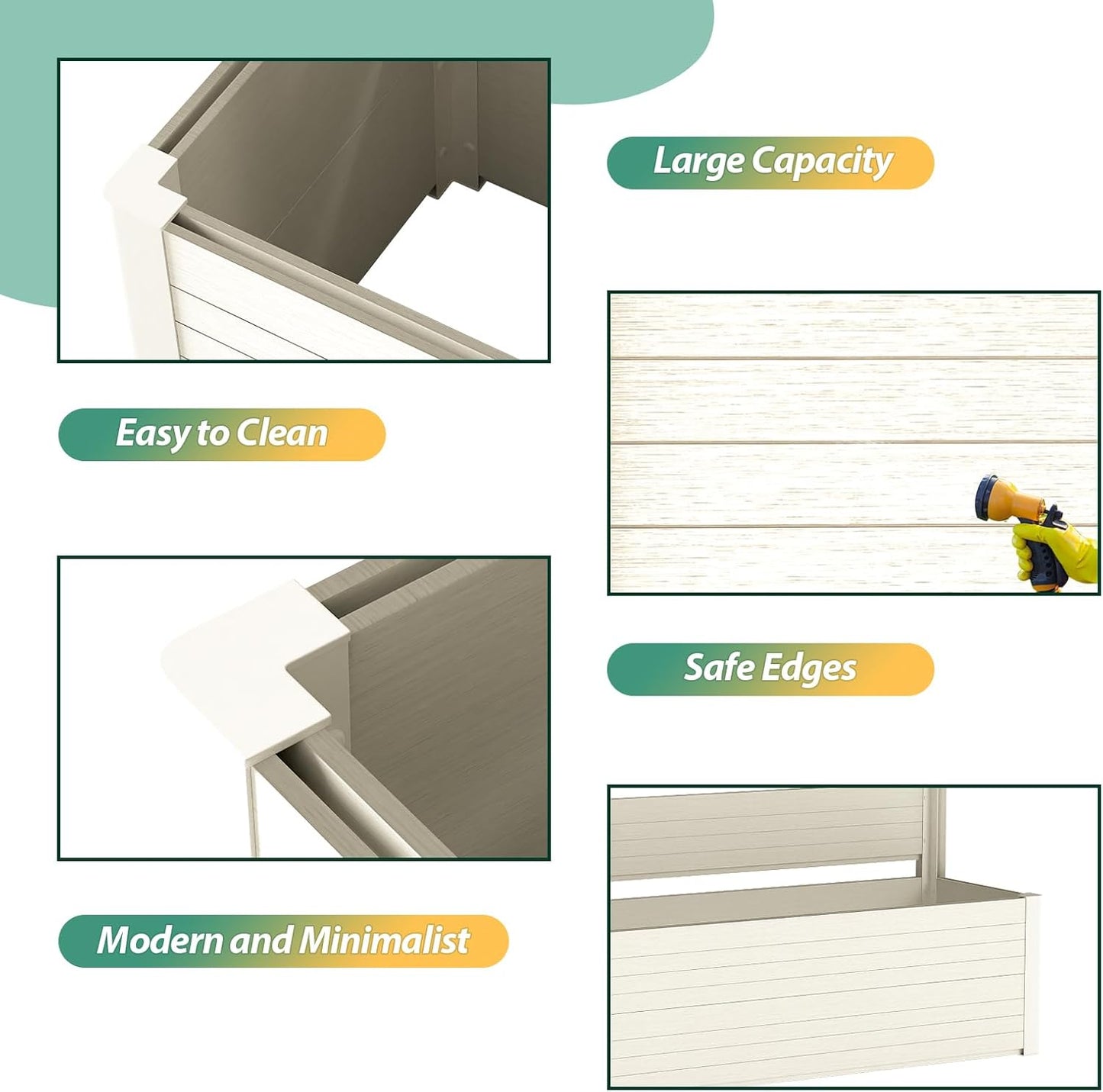 Vertical Screen Planter Bed - Raised Garden Box with Trellis for Climbing Plants, Durable Privacy Fence Planter for Outdoor, Patio, Deck Aluminum Frame, Beige