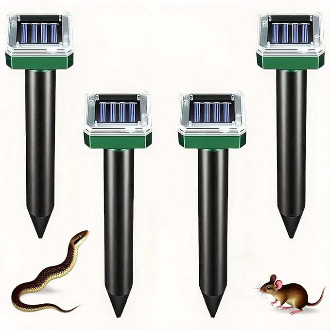 Solar-Powered Ground Vibrating Repellent – Keep Rats, Snakes, Rabbits & Hedgehogs Away from Your Garden, Lawn, Yard, Farm & Orchard!