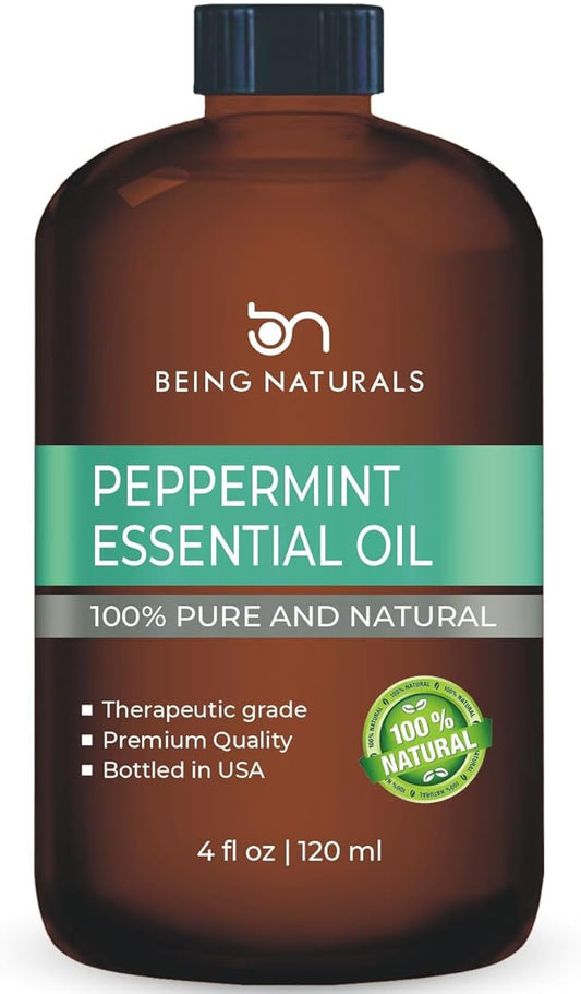 Peppermint Essential Oil - Huge 4 FL OZ - 100% Pure & Natural – Premium Natural Oil with Glass Dropper (Peppermint Oil)