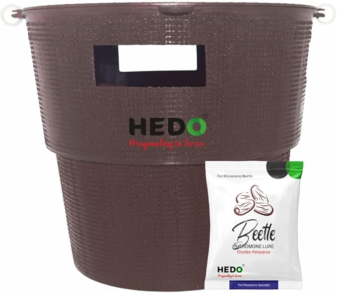 HEDO Pack of 10 Rhinoceros Beetle Pheromone Trap with Lure and Bucket Trap to Control Damage in Coconut