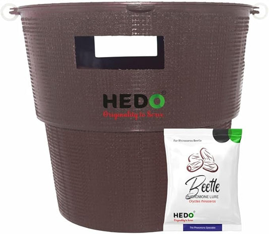 HEDO Pack of 10 Rhinoceros Beetle Pheromone Trap with Lure and Bucket Trap to Control Damage in Coconut
