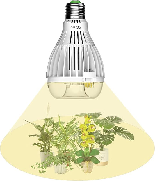 LED Grow Light Bulb 360W Equivalent, A21 24 W Full Spectrum for Indoor Plants, Ceramic Tech Grow Lamp with Optical Lens for High PPFD, 4000 K Daylight for Plant Growing