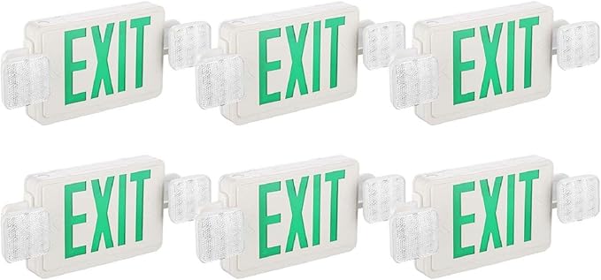 SPECTSUN Exit Sign Emergency Light, Green Emergency Exit Lights Battery Backup - 6 Pack, Emergency Exit Sign Battery Backup/Emergency Exit Light/Lighted Exit Sign Battery
