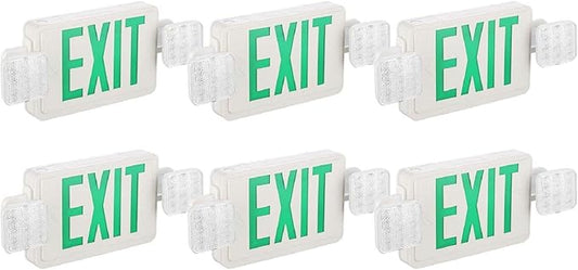 SPECTSUN Exit Sign Emergency Light, Green Emergency Exit Lights Battery Backup - 6 Pack, Emergency Exit Sign Battery Backup/Emergency Exit Light/Lighted Exit Sign Battery