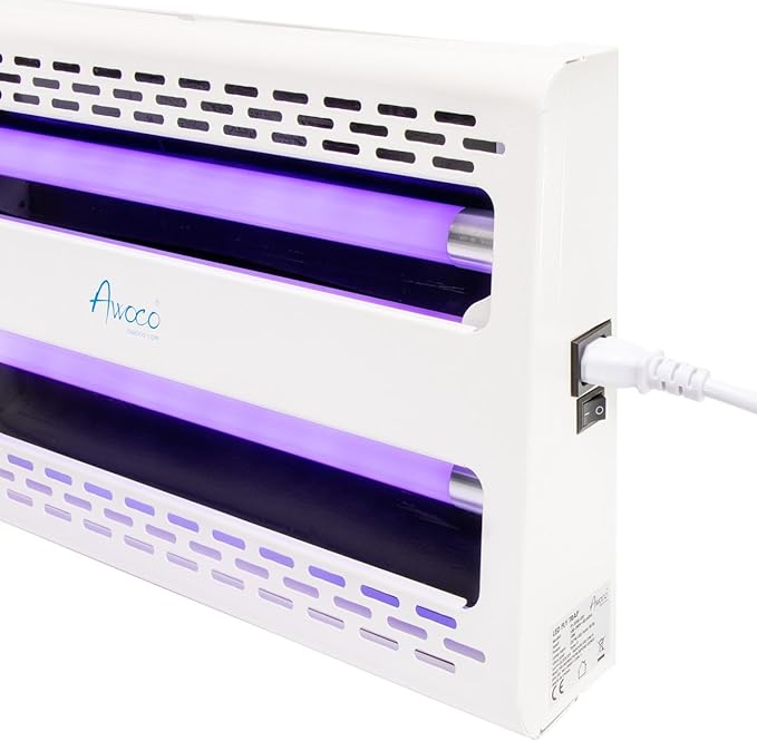 Awoco 11W 100V-240V LED Wall Mount or Table Standing Sticky Fly Trap Lamp for Capturing Flies, Mosquitoes, Moths and Flying Insects (Fly Trap + 6 Glue Boards)