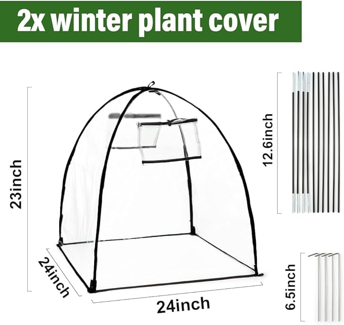 Plant Covers Freeze Protection, Clear Outdoor Garden Frost Cover, Plant Protectors from Animals, Garden cloches for Plants, Potted Fruit min Greenhouse(Transparent,2-Pack)