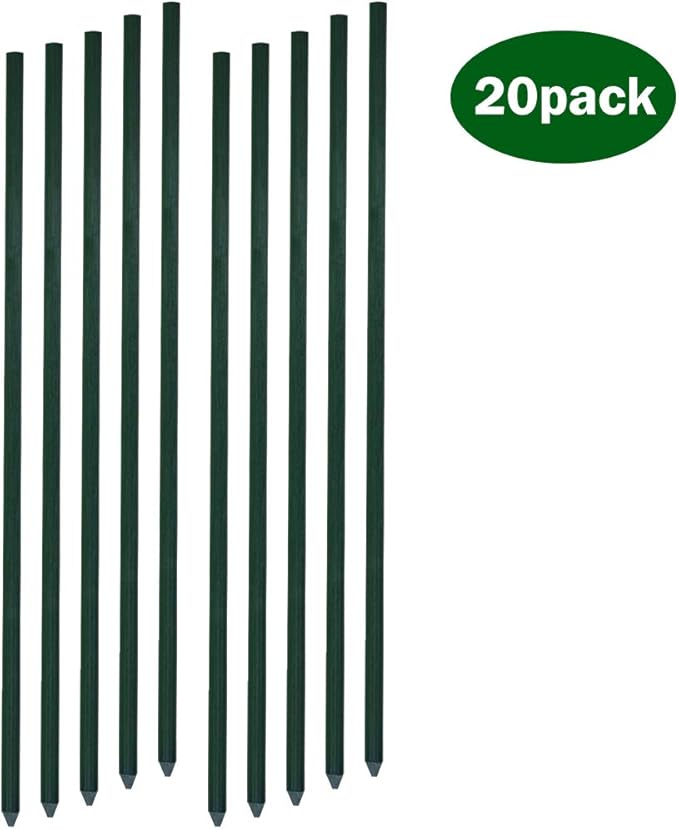 48inch Plant Stakes 20pack, 5/16 Inch Dia Garden Stakes, Garden Poles Tree Stake Cucumber Potato Stake Fence Stake Never Rust, 4ft Long