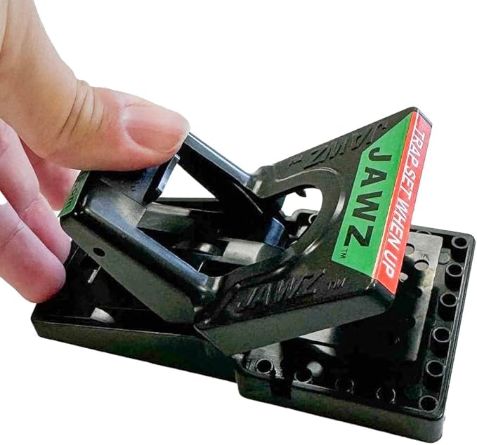 JT Eaton 409 Jawz Indoor Plastic Mouse Trap for Solid or Liquid Bait, Instant Kill Mouse Traps, No-Touch Disposal with Trap Set Indicator 6-Pack